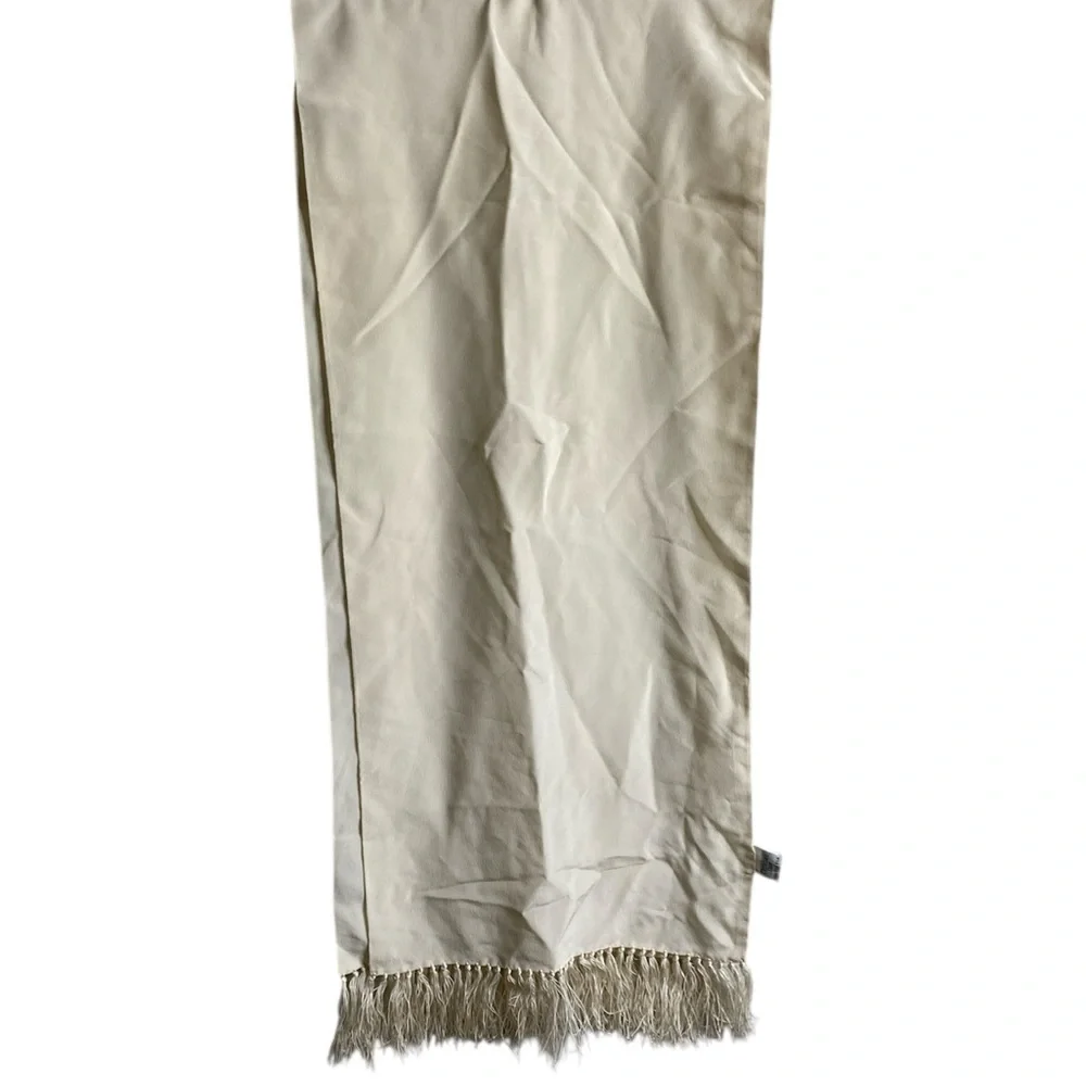 Dior Vintage Cream Fringe 100% Silk Scarf